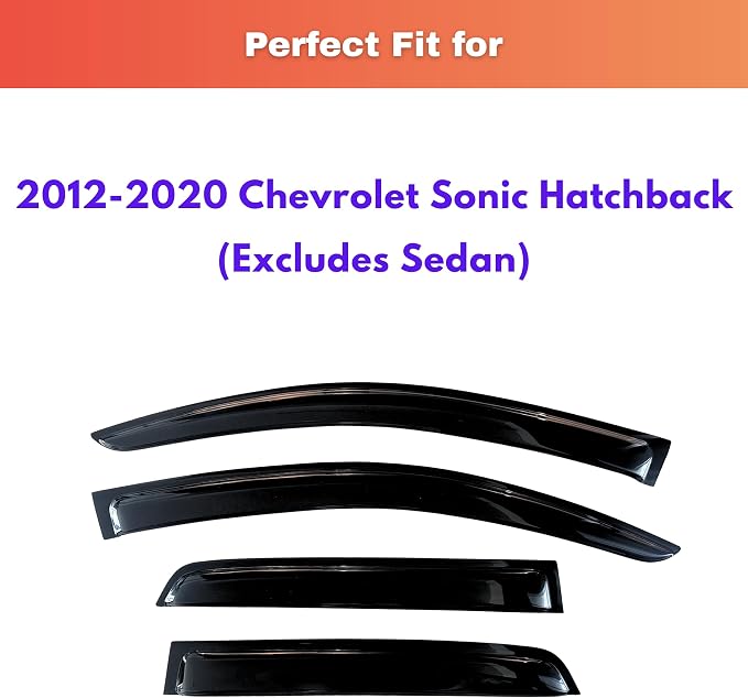 KPY Rain Guards Fit for 2012-2020 Chevrolet Sonic Hatchback, Out-Channel Window Visors Vent Wind Deflectors 4PC, Car Accessories for 12-20 Chevy Sonic Hatchback