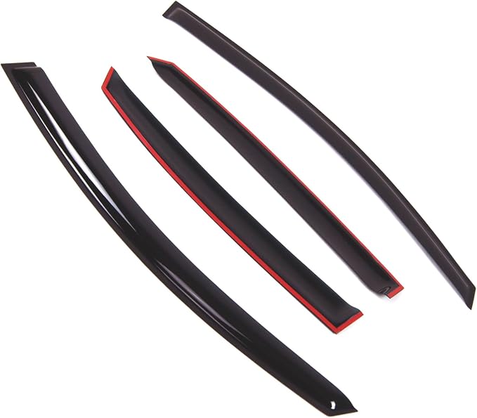 WD2-732 Dark Smoke 4 Pcs Set Window Visor (Outside Mount) Deflector Rain Guard Compatible with 2013-2015 Nissan Sentra