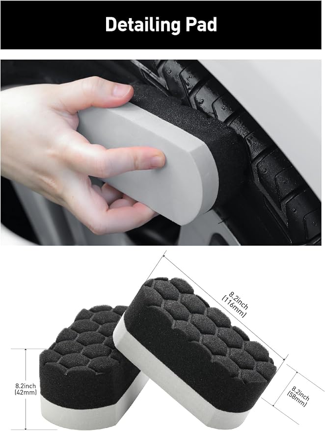 7PCS Car Wheel Brush Kit, Tire Brush for Car Owners & Auto Detailers, Soft-bristled Rim Brush, Flat Wheel Brush, Double-Ended Detailing Brush and Pads for Home Shop, Cars Trucks RVs