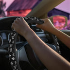 Racing Flag Steering Wheel Cover for Women Men Neoprene Breathable Black and White Checkered Flag Wheel Cover Protector Anti-Slip Car Accessories Universal 15 Inch Fit for Cars Trucks Vehicles