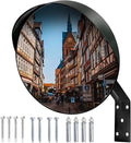 24 Inch Convex Mirror Outdoor with Adjustable Wall Fixing Bracket,Blindspot Traffic Mirror for Driveway Garage Park Outdoor Wide Angle View Curved Security Blind Spot
