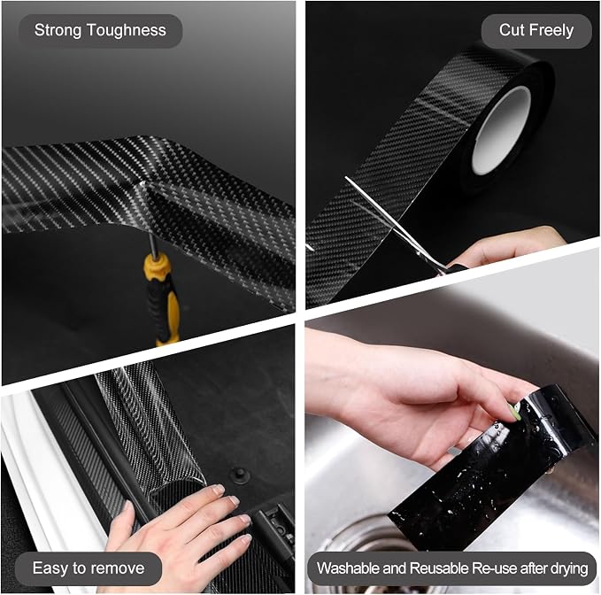 Universal Car Door Edge Guard, 4In x 33Ft Door Sill Protector, Automotive Anti-Collision Strip for Car Door Edge/Front and Rear Bumper/Door Sill Protector, Black