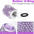 Car Wheel Tire Valve Caps, 4 PCS Bling Tire Valve Caps, Crystal Tire Caps Shinny Rhinestone for Women, Universal Car Dustproof Tire Valve Caps for Cars, Trucks, SUV and Motorcycles (Purple)