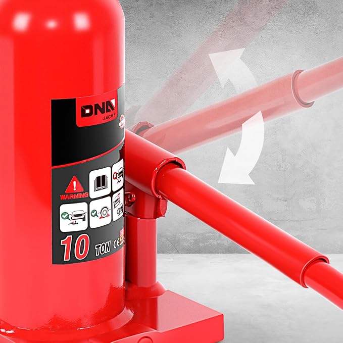 10 Ton / 20000 lbs Lifting Automotive Welded Hydraulic Bottle Jack for Car SUV Pickup Truck, Auto Repair, with Manual Handle, Red