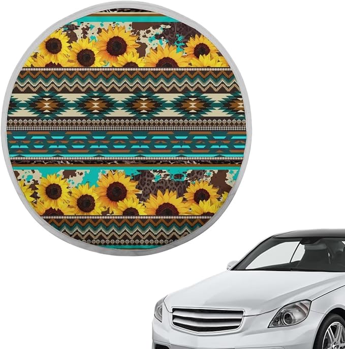 Sunflower Aztec Steering Wheel Cover Sun Shade 17 inch Anti-Heat Steering Wheel Cover Heat Reflector Universal Car Accessories Steering Wheel Sun Block Cover for SUV Trucks Van Sedan
