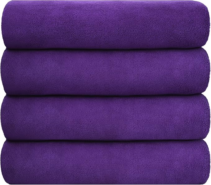 Bath Towel, Microfiber Bath Towels Set 4 Pack (30" x 60") - Large Size, Extra Absorbent, Quick Drying, Multipurpose as Fitness Towel, Sports Towels, Yoga Towel, Violet