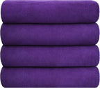 Bath Towel, Microfiber Bath Towels Set 4 Pack (30" x 60") - Large Size, Extra Absorbent, Quick Drying, Multipurpose as Fitness Towel, Sports Towels, Yoga Towel, Violet