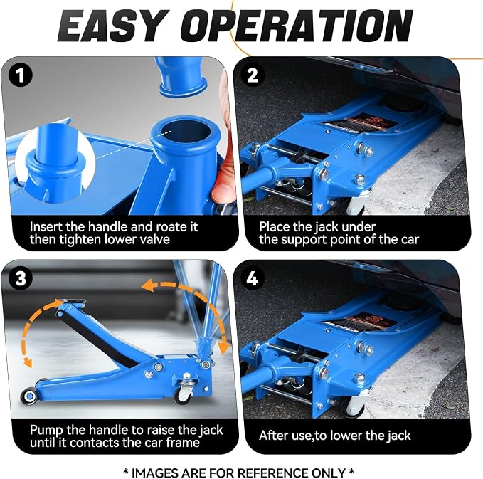 3 Ton Low Profile Floor Jack, Heavy Duty Steel Hydraulic Car Jack with Dual Pistons Quick Lift Pump, Hydraulic Racing Floor Jack, Lifting Range 3" to 20", Blue