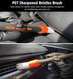 3pcs Car Detailing Brush Set, Boars Hair Detailing Brushes, Ultra Soft Detail Brush for Air Vent Leather Seat, Scratch Free Car Detailing Brushes for Interior Exterior, Orange