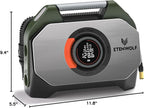 Vortex S7 Tire Inflator for Heavy-Duty Vehicle, Portable Air Compressor for Car Tires with 160PSI & 38400 mAh Battery, Cordless Air Pump with 100% Duty Cycle & Dual Cylinder (Olive Green)