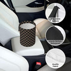 Car Trash Can Set with 2 Cup Coasters, Chessboard Brown Waterproof Hanging | 3-in-1 Set: Hanging Car Trash Bag + 2 Cup Coasters. Chessboard Brown, Waterproof & Leakproof, Universal Fit