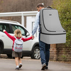 Padded Gate Check Car Seat Travel Bag | Foldable Carseat Cover for Airplane Travel, Car Seat Carrier for Airport, Baby Carseat Backpack for Air Travel(Grey)