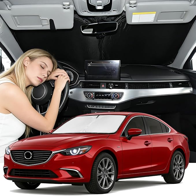 Windshield Sun Shade for Kia Forte 2014-2018 Front Windshield Sunshade Upgrade 4 Layers Custom Fit Forte Car Window Shade Sun Visor 260T Blocks UV Rays Keep Cool Foldable Car Accessories
