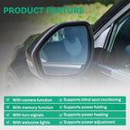 Right Passenger Side Mirror Compatible with Ford Explorer 2020-2025 With Power Folding Power Adjust Blind Spot Puddle Light Turn Signal Mirror Memory Camera Replace MB5Z17682CC (13+1 Pins)