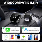 2026 New Wireless CarPlay Adapter, Compatible CarPlay & Android Auto, Plug and Play Wireless CarPlay Dongle, Fast Auto-Connect, Type-C & USB Cable Included, Supports iOS 10+ & Android