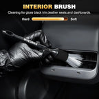 MVEQRRN 7PCS Car Detailing Brush Set,Boars Hair Detail Brush Kit(Black) | Ultra Soft No Scratch, Car Dust Brush, Interior Detailing Brushes Kit, Detail Brushes Car Detailing for Interior Exterior