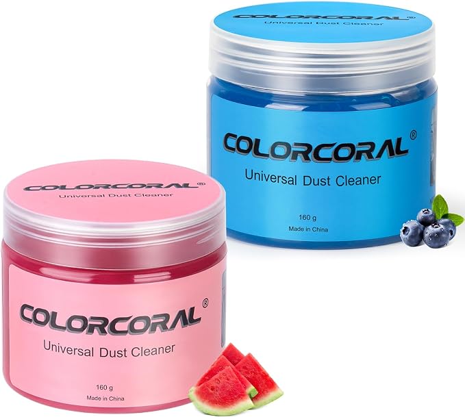 Cleaning Gel 2Pack for Office Products Cleaning,Keyboard Cleaner Dust Clean Gel for Car Interior Cleaning,Car Putty Reusable Slime goo for Vehicle Vents,Laptop(Navy Blue, Rosed Red)