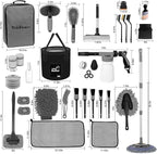 Car Wash Detailing Kit with Foam Gun, Car Cleaning Kit Set,Car Wash Brush with Long Handle, Large Folding Bucket for Interior Exterior Car Wash Supplies, Car Gift Set Gray