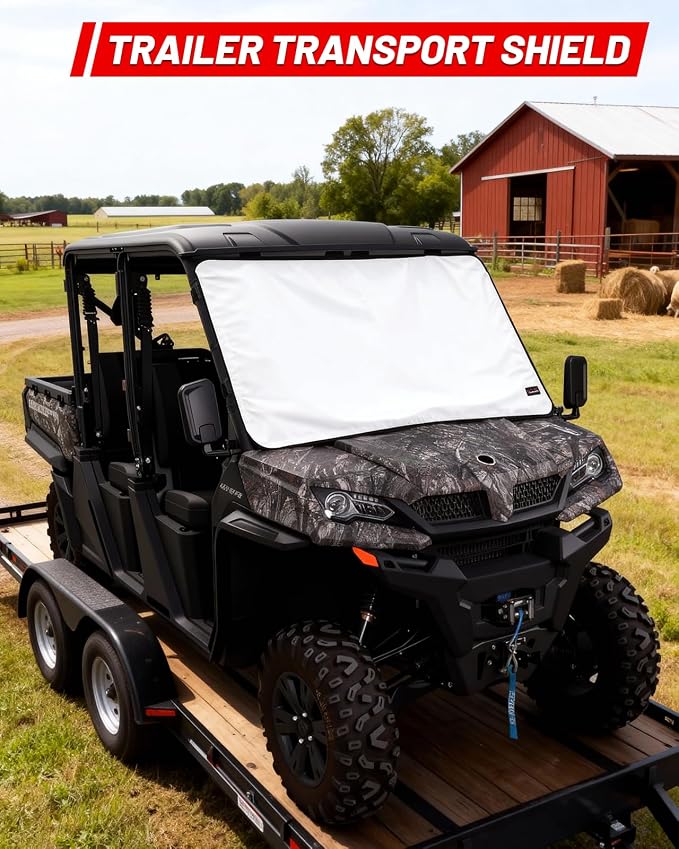 UTV Windshield Snow Cover Compatible with Cfmoto Uforce 1000/1000 XL 2019-2025 and U10 Pro, Waterproof Transport Windshield Protector for Ice and Snow (White)