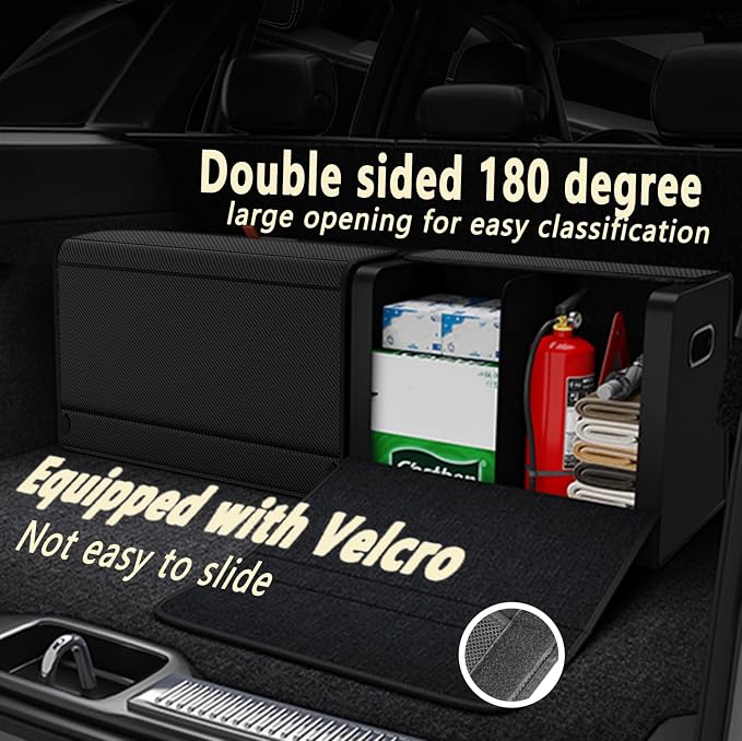 Car Trunk Organizer for SUV,Car Organizers and Storage with Collapsible Storage, Magnetic Lid Large Capacity for SUV, Truck, MPV (Carbon Black, L-21.5×13×12.5 IN)