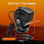 Car Heater,12V 150W Portable Heaters for Car,Plugs into Cigarette Lighter,360° Adjustable Fast Heating Auto Car Window Defroster Windshield Defogger,2 in 1 Heating & Cooling Automobile Heater(Black)