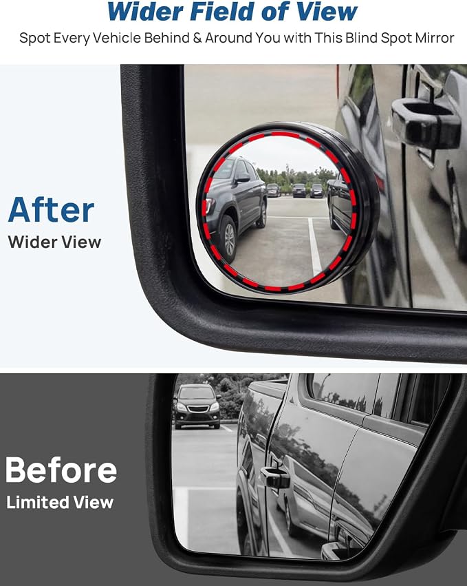 Blind Spot Mirror 2 Pack HD Frame Convex Glass for Wide Angle View and Safer Lane Changing Compatible with Cars SUVs Trucks RVs Easy Stick On & Long Lasting Durability