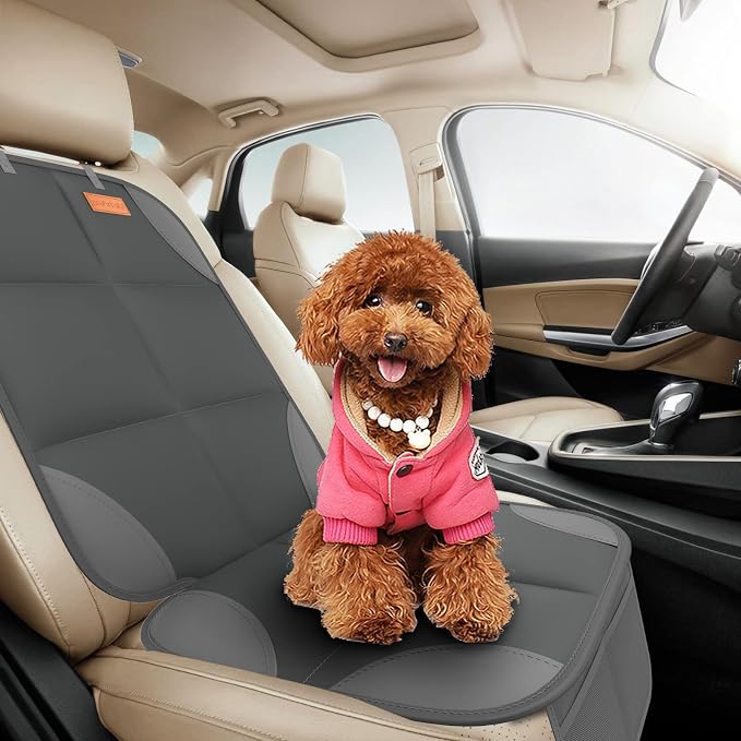 Car Seat Protector for Child Car Seat - Waterproof 600D Fabric Baby Seat Protectors for Non-Slip Backing Mesh Pockets for Baby and Pet, Easy Storage（Dark Gray）