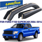 Goodyear Shatterproof in-Channel Window Deflectors for Trucks Ford F150 2004-2014 SuperCab, Rain Guards, Window Visors, Vent Deflector, Truck Accessories, 4pcs - GY003420LP