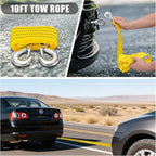 Car Roadside Emergency Kit for Vehicles, Portable Air Compressor Tire Inflator Auto Car Safety Kits Teen Driver Must Haves Black