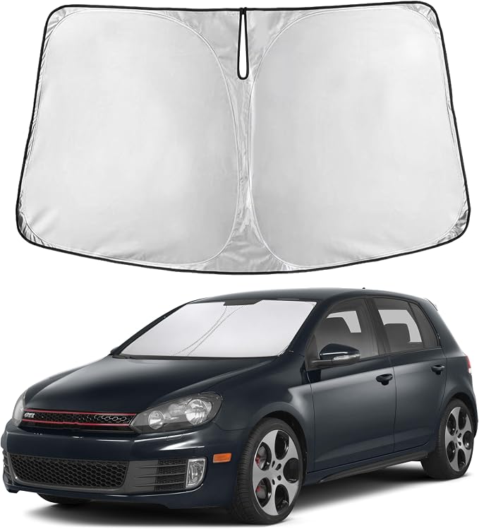 Windshield Sunshade Compatible for Volkswagen VW Golf/Rabbit/GTI / R32 MK6 2009-2012 2013 2014, Sun Visor for Front Windshield & Window Sun Shade Cover, UV Heat Protector, Car Accessories