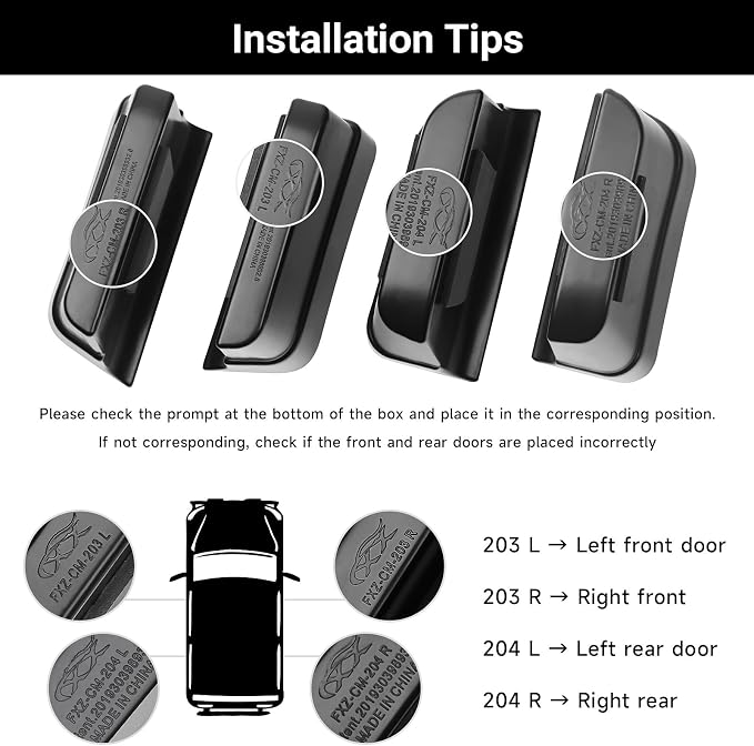 4PCS Door Grab Tray Door Organizer for Ford Explorer 2020 2021 2022 2023 2024 Front and Rear Accessories Phone Holder Container Handle Pocket Storage Box ABS Plastic, Black Mat