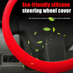JDDRY Silicone Steering Wheel Protector,Universal Fit Auto Steering Wheel Cover(Red,1PC)