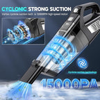 Handheld Vacuum Cordless, 15000PA Strong Suction Hand Held Car Vacuum Cleaner Portable with Multi-Nozzles & Washable Filter, Lightweight Rechargeable Vacuum Cleaner for Home, Car, Office, Pets
