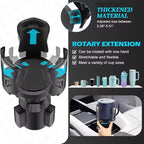 Adjustable Car Cup Holder Expander - Universal Base Fits 2.4"-4" Holders, Extends to 5.5" for 10-64oz Large Cups & Bottles