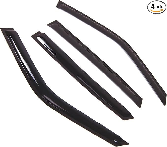 Outside Mount Window Vent Visors Rain Guards Compatible with Jaguar XJ6 XJ8 XJ12 1997-2003 | Side Window Wind Deflectors Rain Shields | Smoke Tinted, 4 Pcs Set, DGWV-697