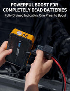 S8 Car Battery Jump Starter, Car Jumper Starter Battery Pack for Up to 6.0L Gas & 3.0L Diesel Engines, 12V Portable Jump Box with 3 Modes Flashlight and Jumper Cable(Yellow)