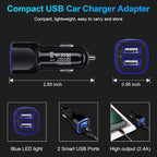 Car Charger iPhone, 5Pack 2.4A 12V USB Adapter Car Cigarette Lighter USB Charger Car Plug for iPhone 17 16e 16 15 14 13 12 11 SE XR XS X 8 7 6,Samsung Galaxy S25 S24 S23 S22 S21 S10 S9,Android,Kindle