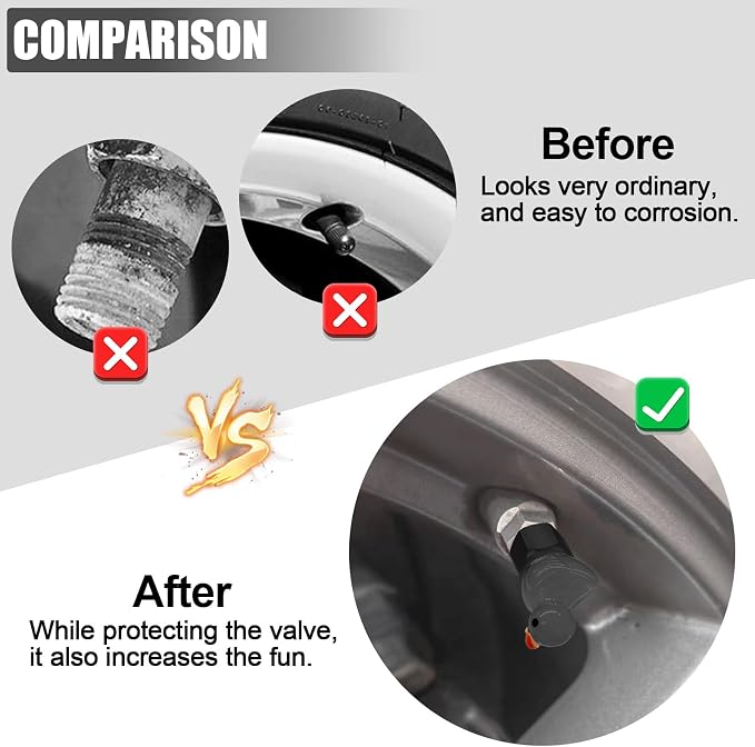 4 Pack Cute Duck tire Valve caps, Glow in The Dark Tire Valve Caps, Interesting and Practical Tire Decoration, Can be Used for Cars, Motorcycles, Trucks, and Bicycles.(Black)