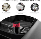 Car Trash Can with Lid, Diamond Design Leakproof Vehicle Cup Holder Garbage Can, Waterproof Trash Bin Mini Portable Garbage Organizer for Cars Homes Offices Bedrooms (Red)