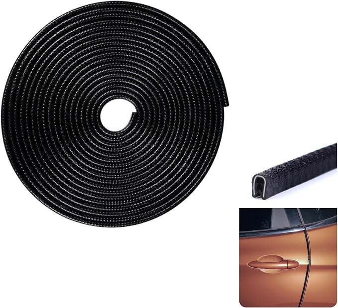 16.5FT(5M) U Shape Car Door Edge Guards Black compatible with Honda CRV SUV 2025 2024 2023 -2017 LX EX EX-L Upgraded- U-Shaped Automotive Trim Car Door Edge Protector No Glue Required, Fade-Resistant