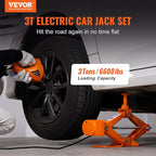 Electric Car Jack, 3 Tons /6600 lbs 12V Electric Scissor Jack with Electric Impact Wrench, Double Saddles with Remote Control, Portable Car Jack for Sedan, SUV, Truck Tire Change Replacement