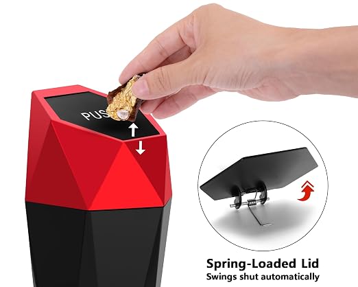 Car Trash Can with Lid, Mini Car Garbage Can, Car Trash Bin Car Accessories for Interior, Leakproof Small Trash Cup for Car, Home, Bedroom Office (Red)