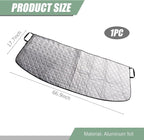 1 PC Car Front Windshield Trough Cover, 66.9" x 17.7" Foldable Dust Frost Wiper Cover, Elastic Band + Suction-Type Quick Installation Four-Season Universal Vehicle Essential Parts (Silver)