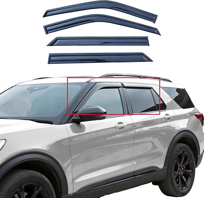 Tape On Window Visors Rain Guards Compatible with 2020-2025 Ford Explorer, Side Vent Visor Window Deflector Shade for Explorer 20-25,Rain Deflectors for Car Windows,Truck Accessories-4pcs