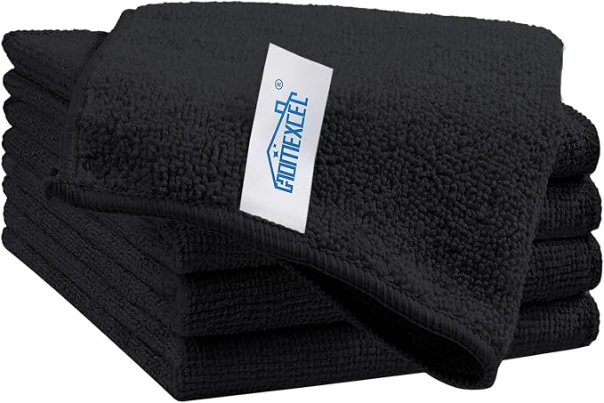 Microfiber Cleaning Cloth, Premium Microfiber Towels for Cars, Lint Free, Scratch-Free, Highly Absorbent, Reusable Cleaning Rags for Car, Household, Kitchen, Window(Black,5)
