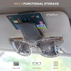 2 Pack Magnetic Leather Sunglass Holder, Eyeglass Hanger Clip for Car Sun Visor, Suitable for Different Size Eyeglasses(Black, 2 Pack)