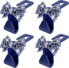 Zpana Bling Car Headreat Hook, 2PCS Crystal Rhinestone Cute Bow Vehicle Seat Back Hanger Storage for Purses Bags Grocery, Diamond Auto Rear Seat Organizer, Universal for SUV Truck Sedan (Blue)