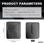 2PCS Small Leather Car Sun Visor Organizer, Multifunctional Auto Visor Document Holder with Sunglasses Clip, Universal Car Interior Organizer for Driving License, Card, Pen (Carbon Fiber Black)