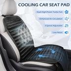 Cooling Car Seat Cushion with Dual Fans, 12V-24V Ventilated Front Seat Pad, Breathable Mesh Fabric, 3-Speed Adjustment, Enhanced Airflow, Universal Fit for Cars, Trucks, SUVs