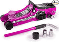 Floor Jack Kit 2.5 Ton (5,500 lbs) | Car Jack - Hydraulic Low Profile Trolley Jack - Tire Tool for SUV and Auto with Lug Wrench Pink